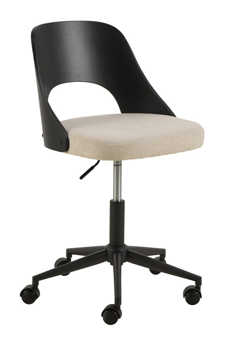 Bendt Bureaustoel Vila Eiken en chenille - Beige/Zwart