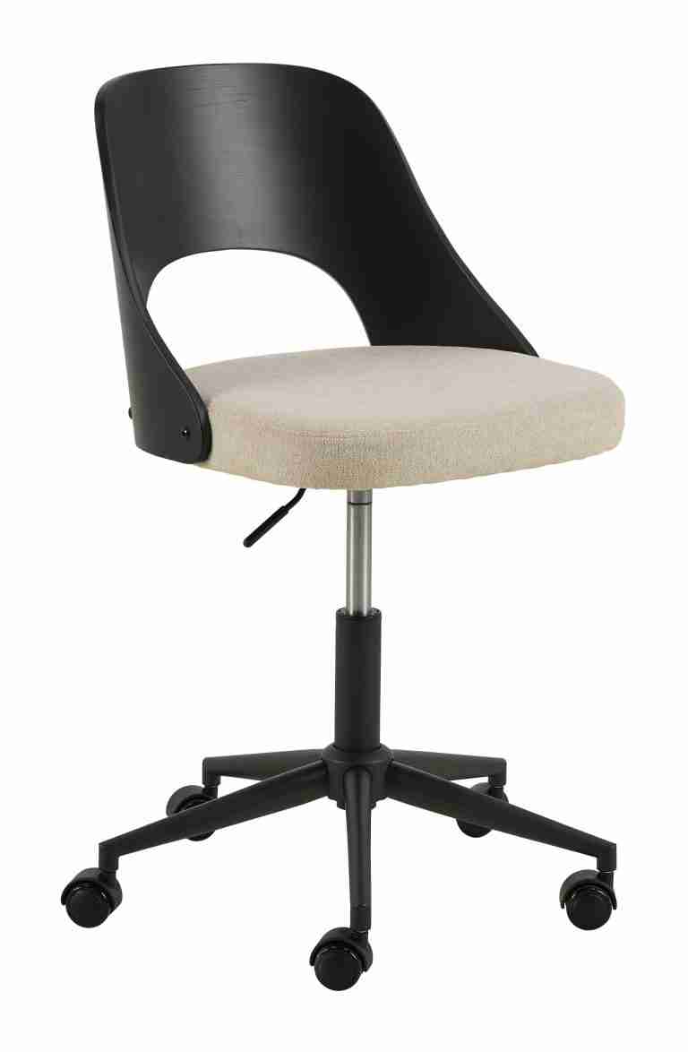 Bendt Bureaustoel Vila Eiken en chenille - Beige/Zwart