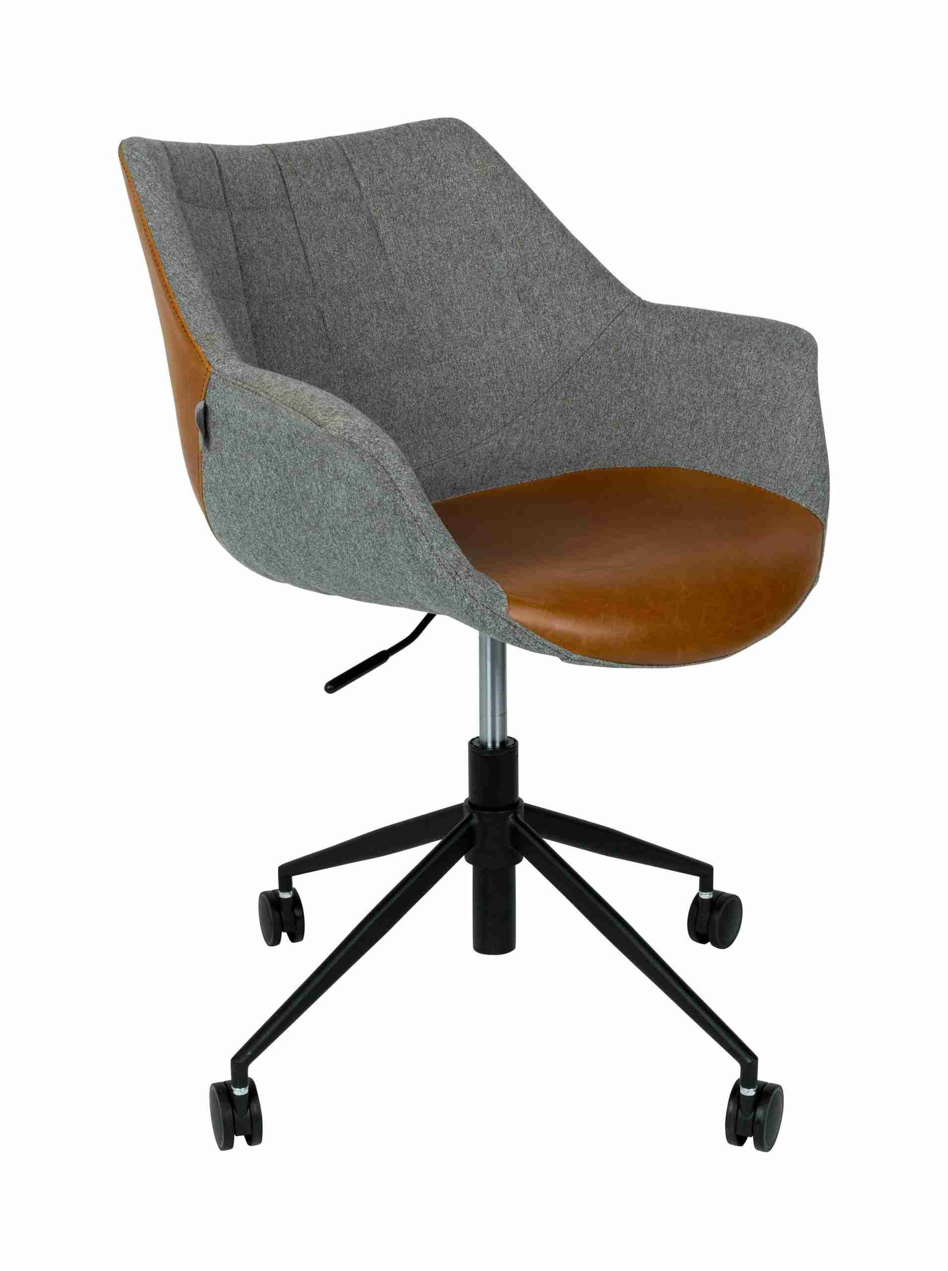 Zuiver Bureaustoel Doulton PU en stof - Grijs/Bruin