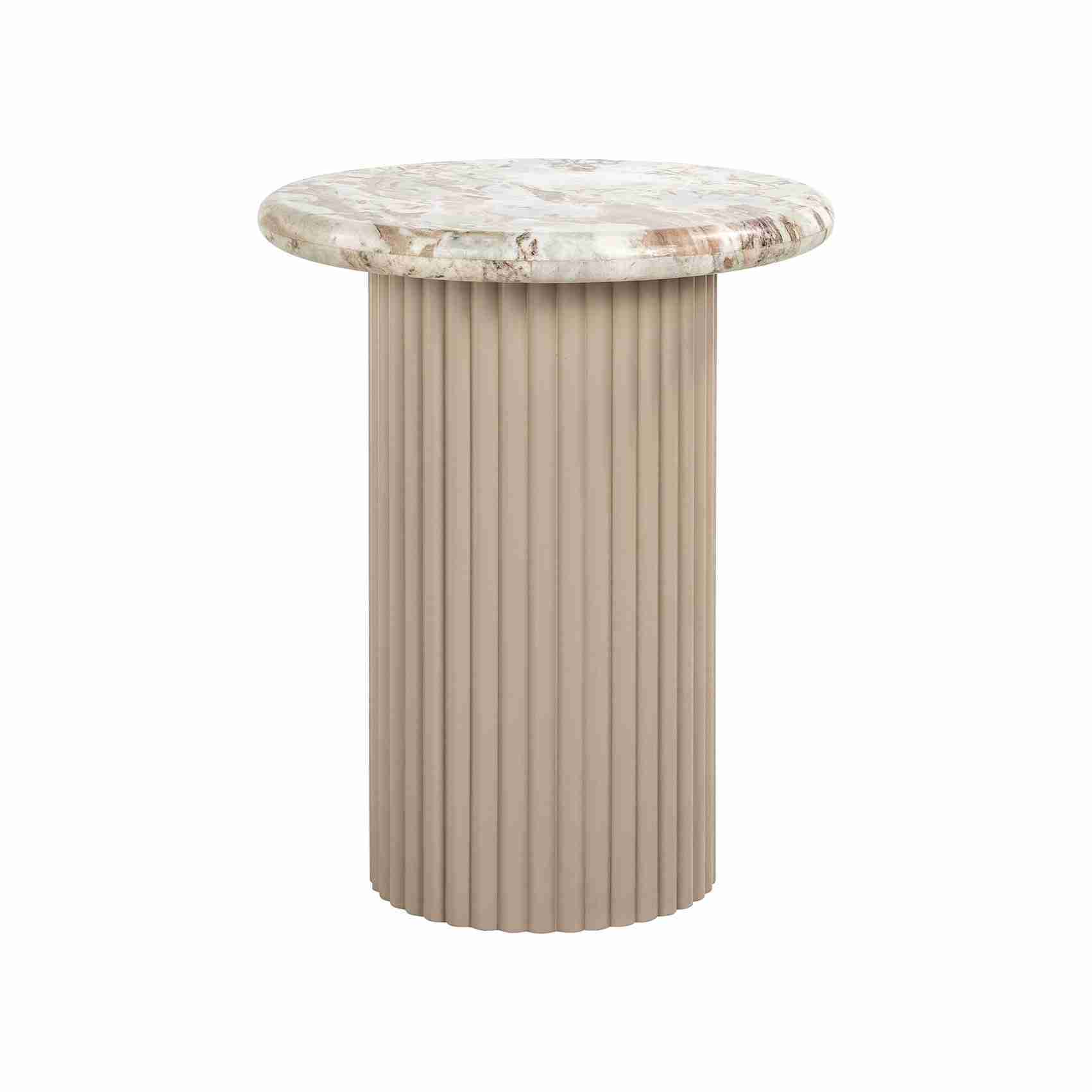 Richmond Ronde Bijzettafel Coronel Marmer, 50cm - Beige