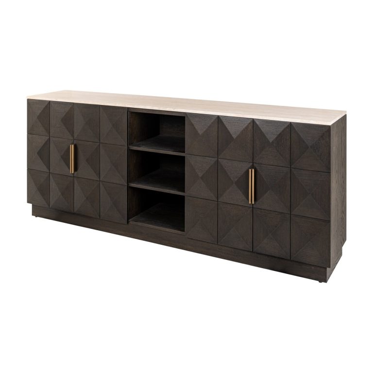 Richmond Dressoir Claremont Eiken en travertin, 225cm - Bruin