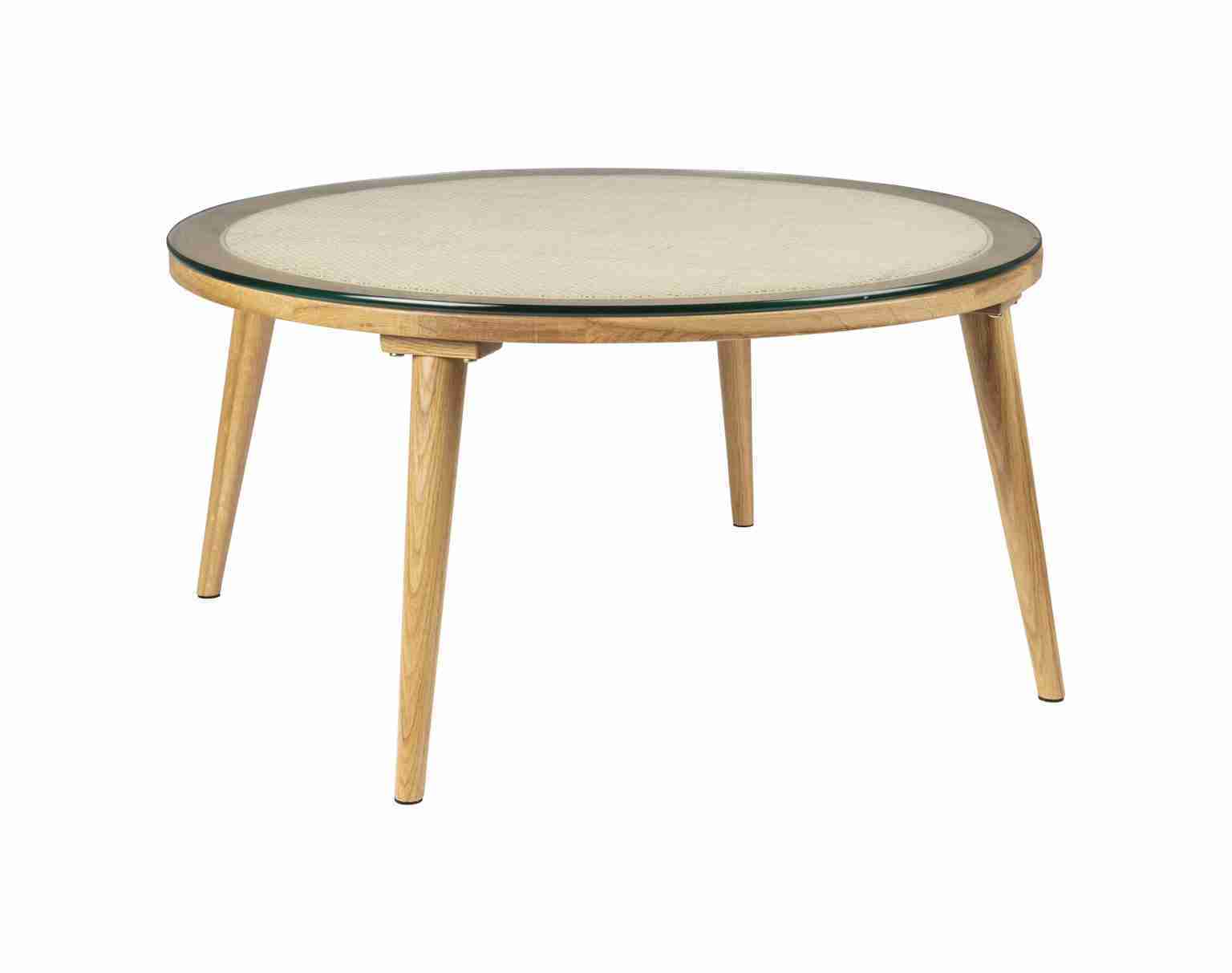 ZILT Ronde Salontafel Azalea Glas en Eikenhout, 70cm - Bruin