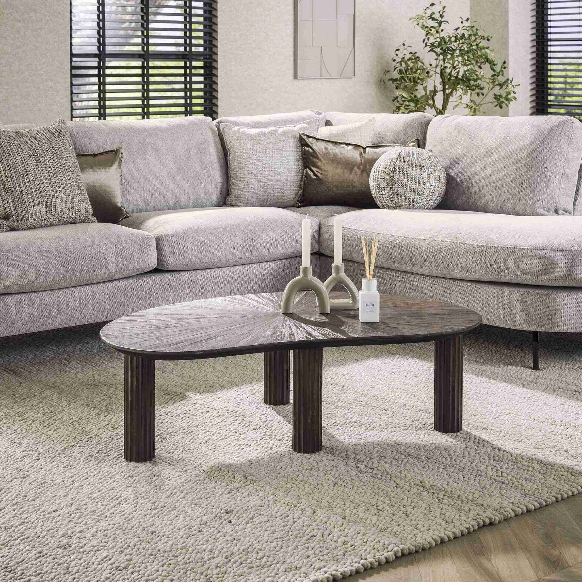 LifestyleFurn Organische Salontafel Sadaf Teakhout, 110 x 68cm - Teak rust brown