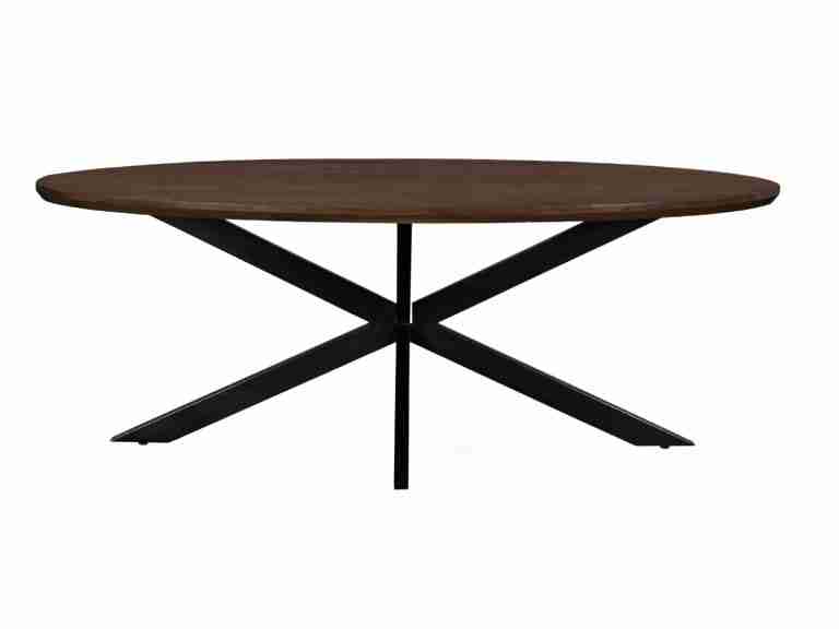 Livingfurn Ovale Eettafel 'Lifestyle' Mangohout, 210 x 110cm, kleur Donkerbruin