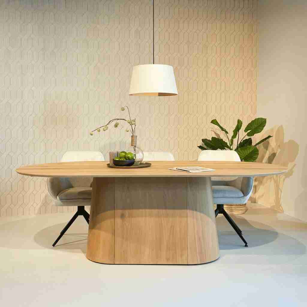 Livingfurn Ovale Eettafel Novero Eiken, 200 x 110cm - Naturel - Ovaal