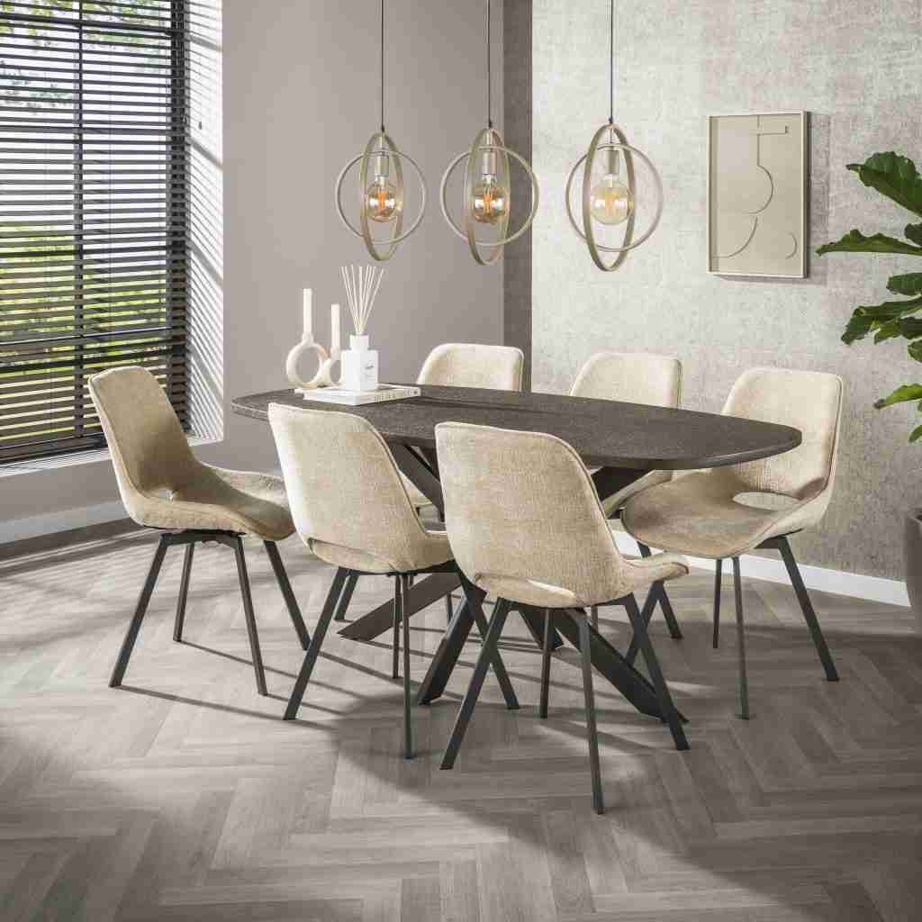 LifestyleFurn Ovale Eettafel Shakira Liquid Metal, 180 x 90cm - Brons - Ovaal