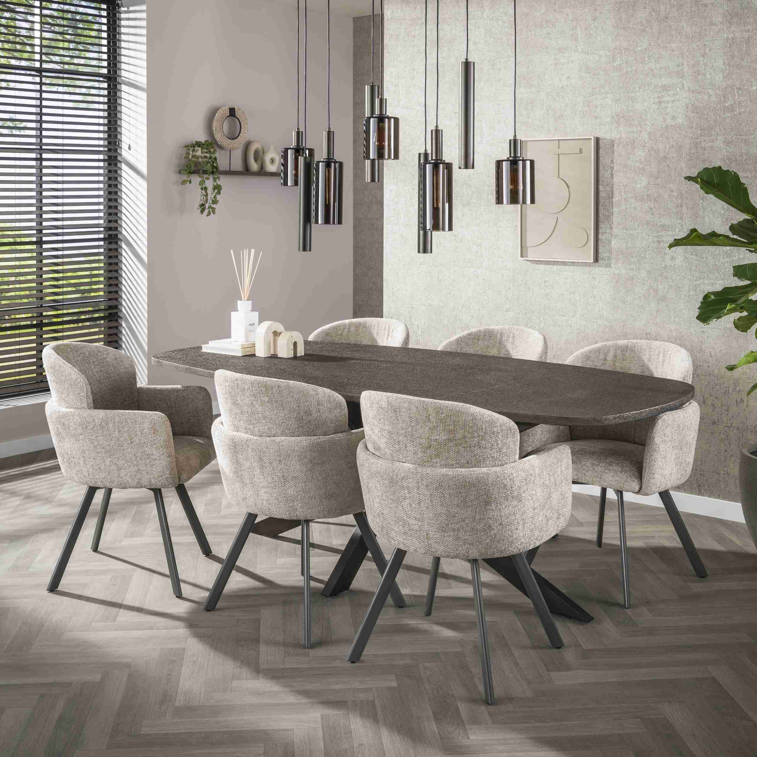 LifestyleFurn Deens Ovale Eettafel Shakira Liquid Metal, 215 x 105cm - Brons - Ovaal