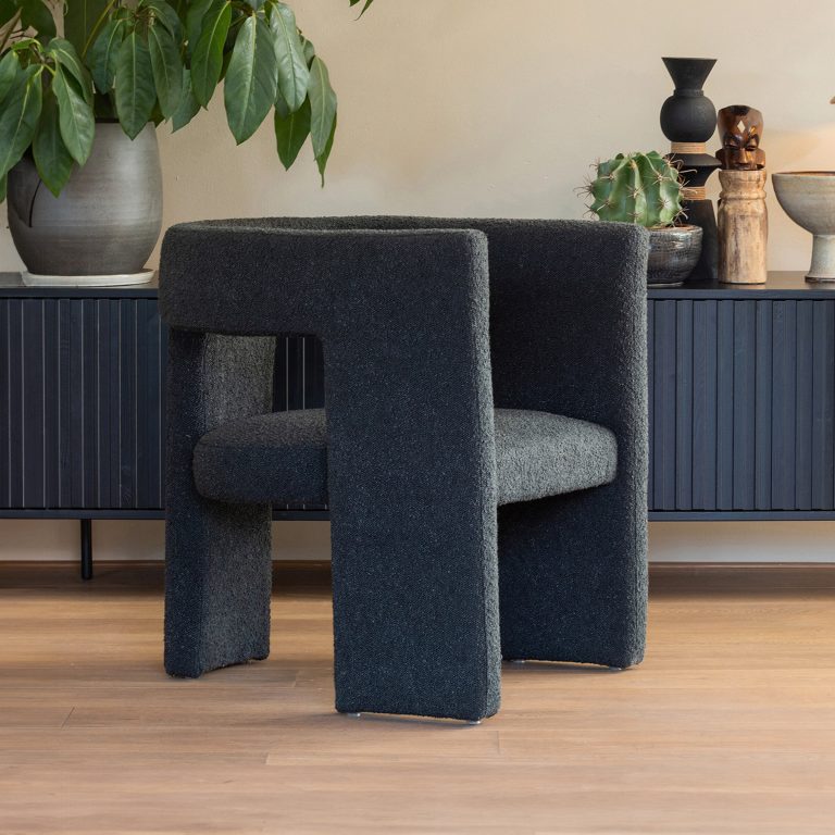 WOOOD Fauteuil Tiwa Bouclé - Donkergrijs - Exclusive