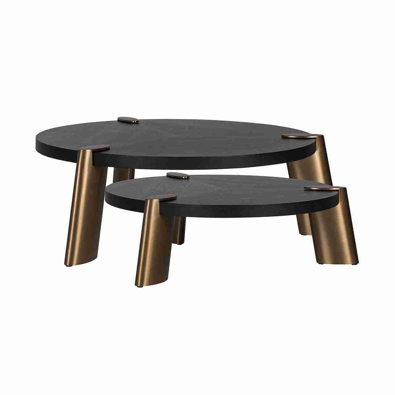 Richmond Ronde Salontafel Brody Eiken, Set van 2 stuks - Goud