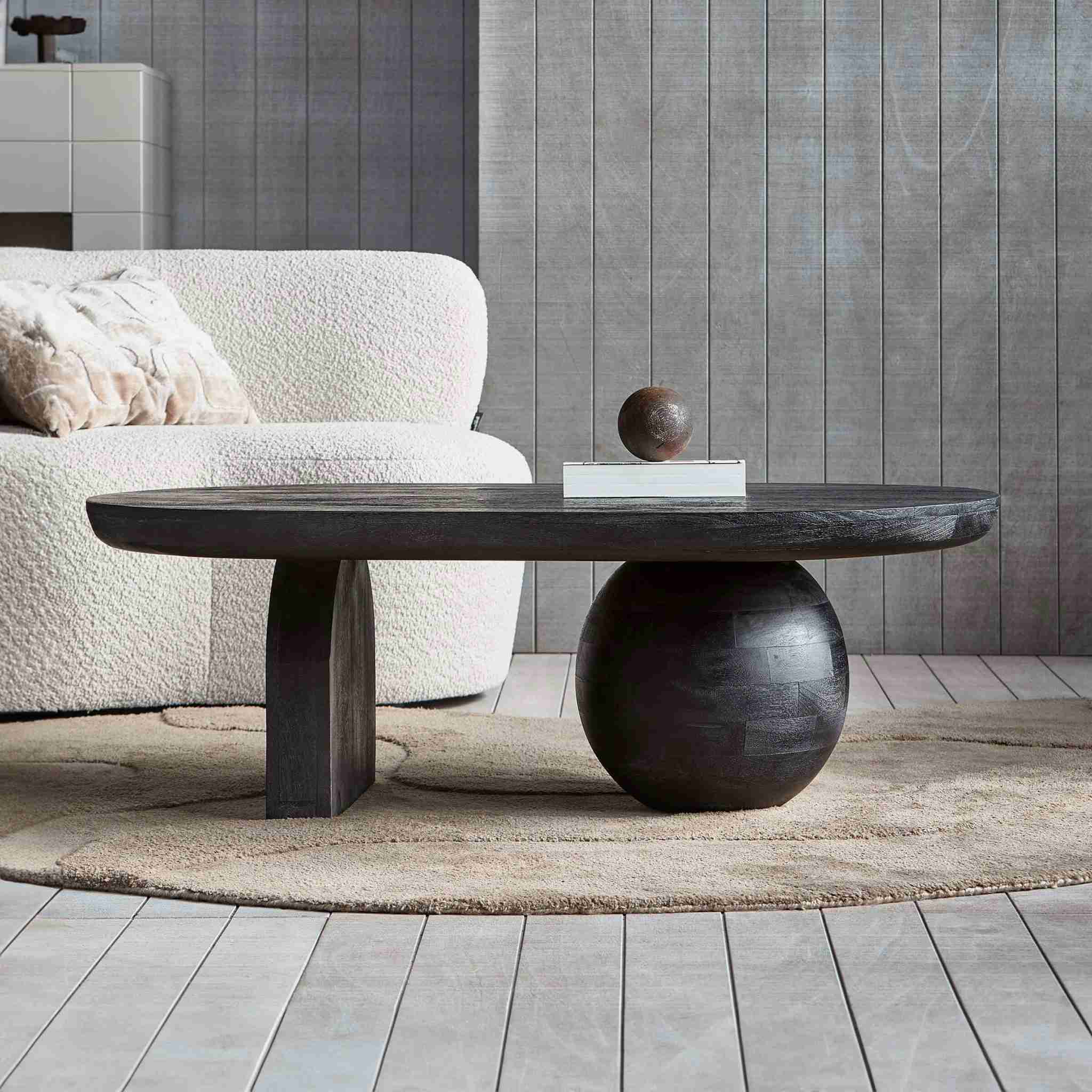 WOOOD Salontafel Steppe Mangohout, 110 x 72cm - zwart - Ovaal - Japandi - Exclusive