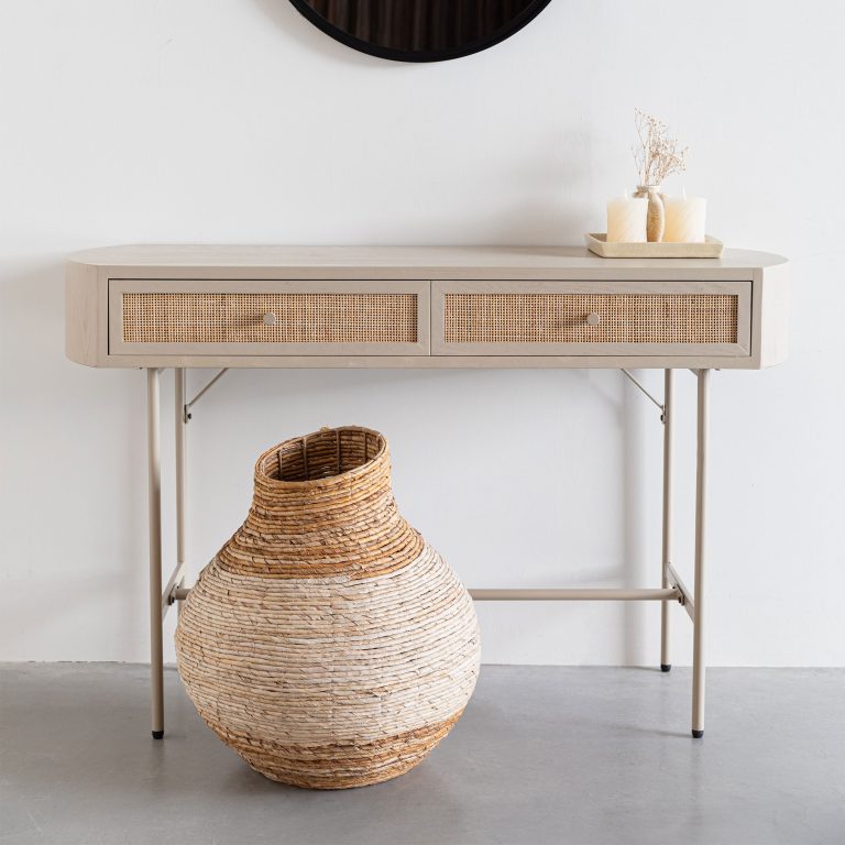 ZILT Sidetable Meja Rattan, 120cm - Beige