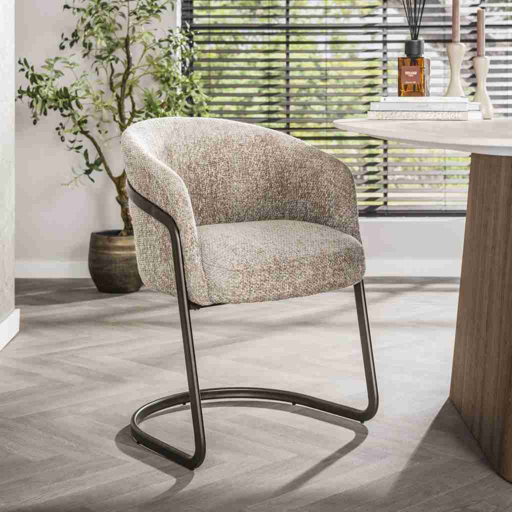 LifestyleFurn Eetkamerstoel Lannie Geweven stof - Zand