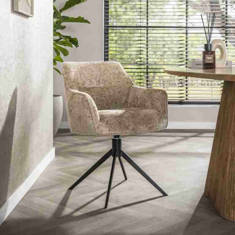 LifestyleFurn Draaibare Eetkamerstoel Lavonne Alura stof - Zand