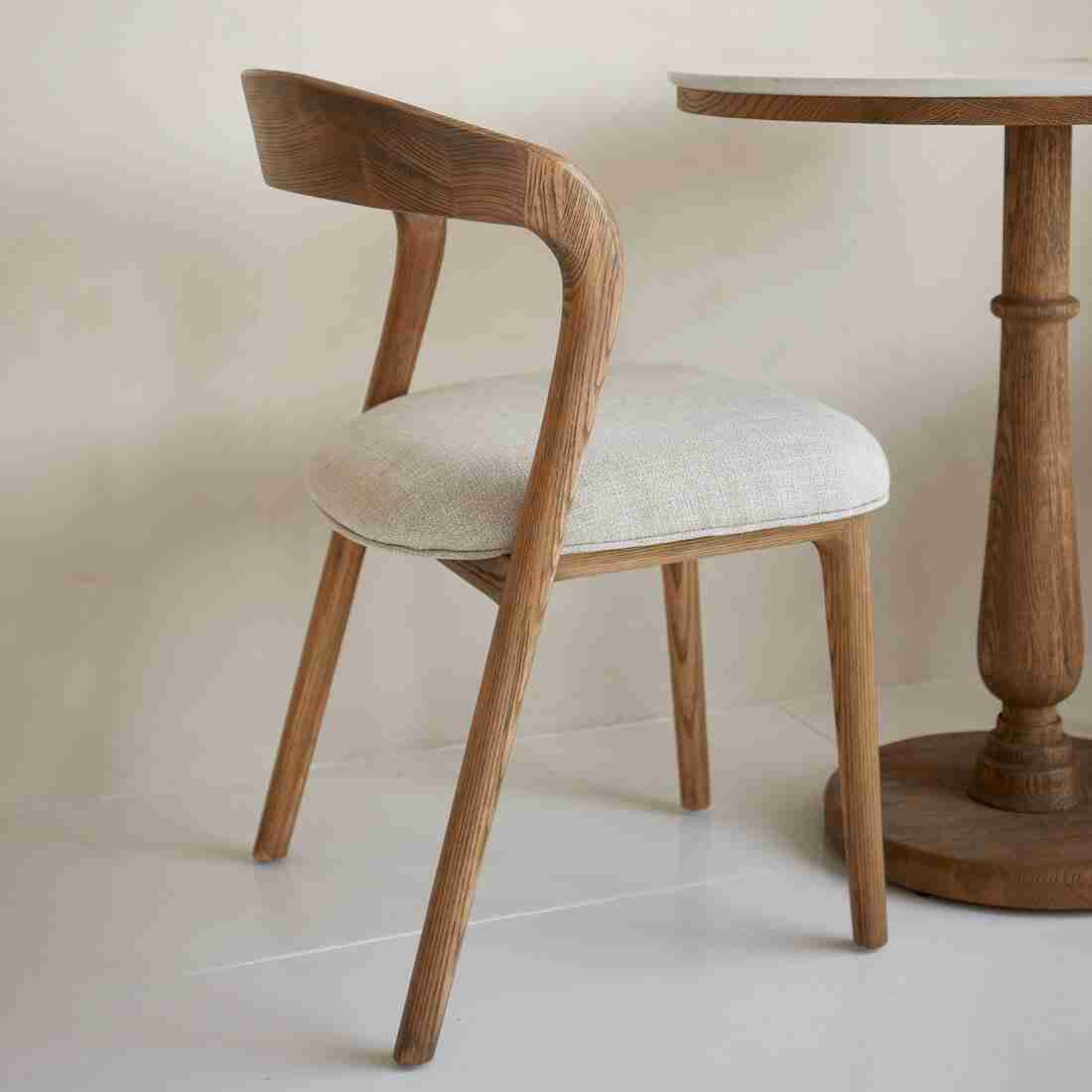 Rivièra Maison Eetkamerstoel Puglia Eikenhout en stof - Fabulous Flax