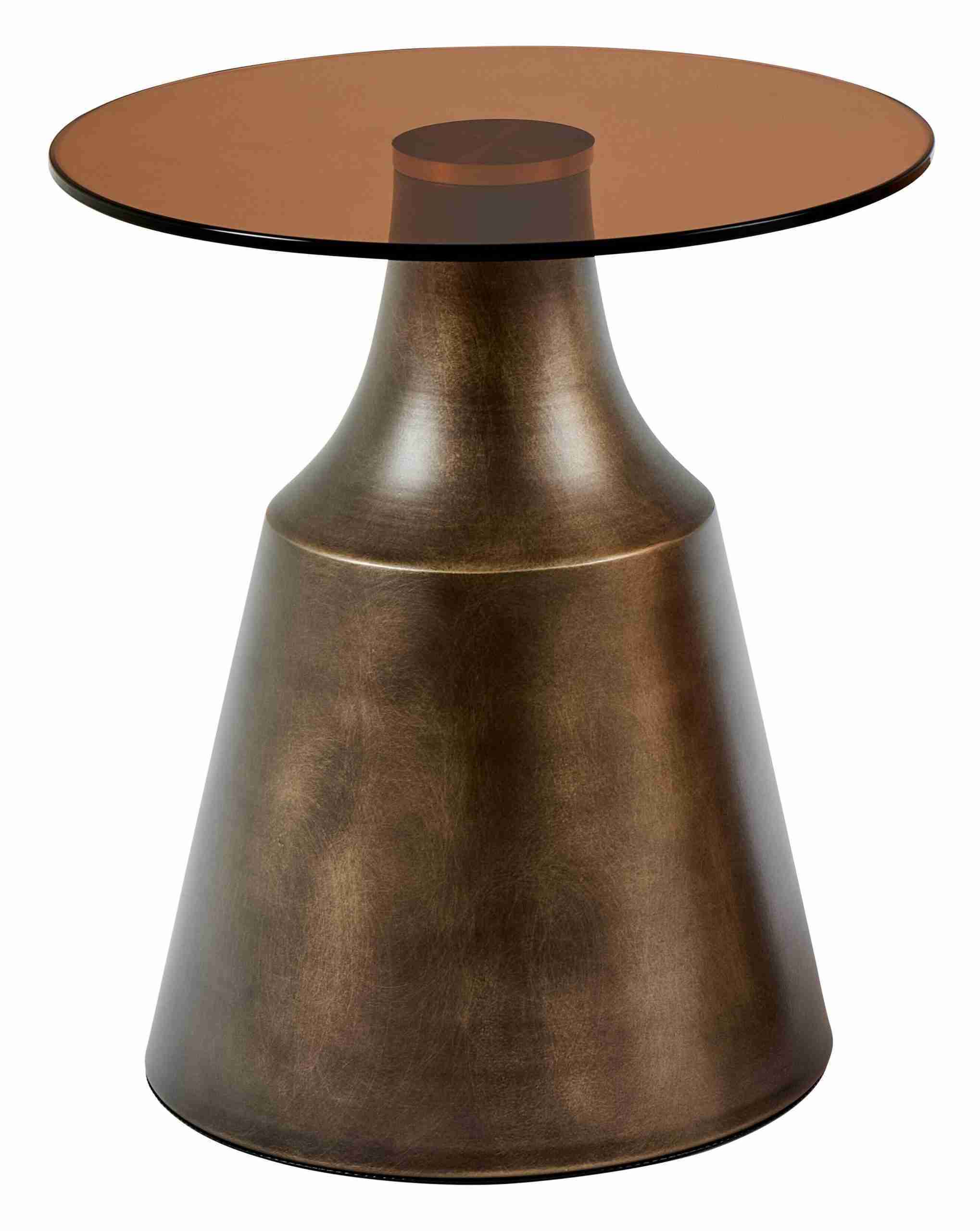 Bendt Ronde Bijzettafel Tameeka Glas en brons staal, 45cm - Bruin