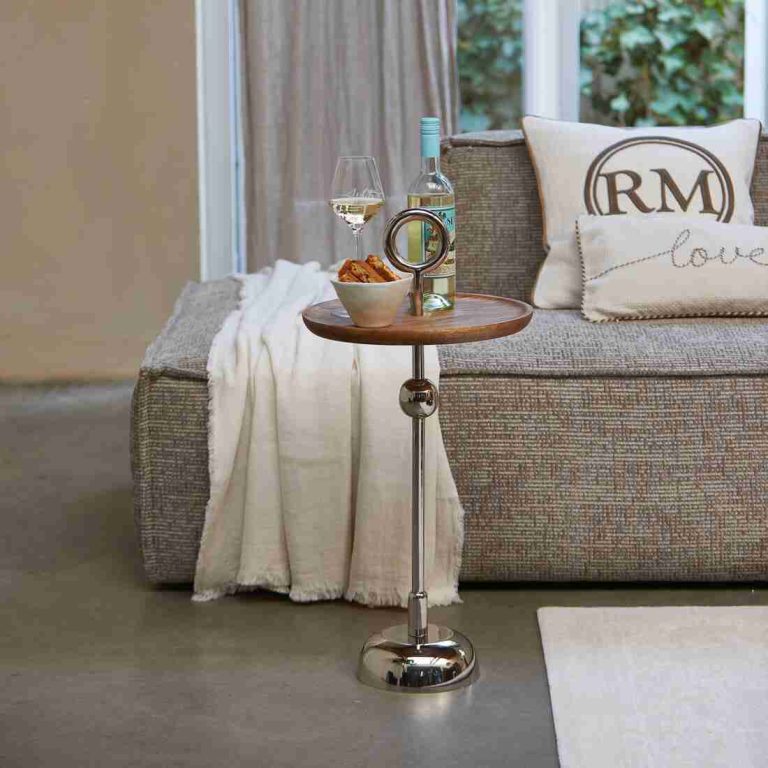 Rivièra Maison Bijzettafel Colonna Mangohout, 35cm - Naturel - Rond