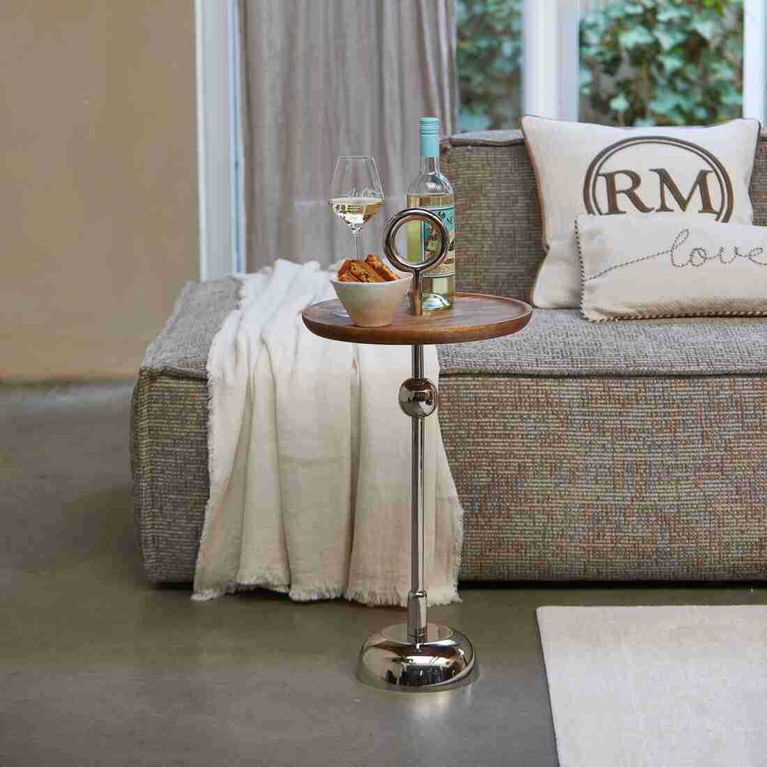 Rivièra Maison Bijzettafel Colonna Mangohout, 35cm - Naturel - Rond