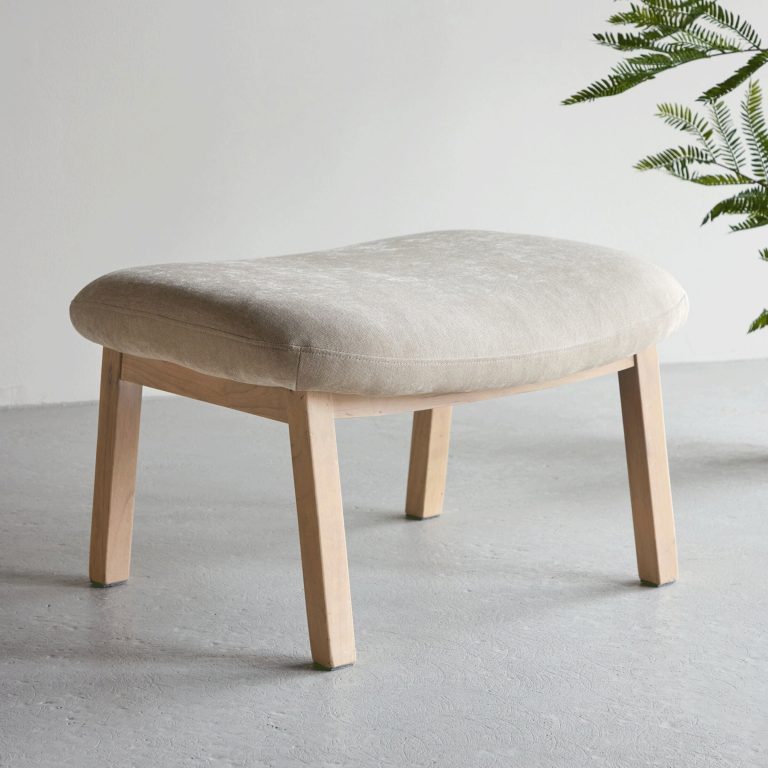 Nohr Hocker Shanthi Rubberhout en stof - Beige