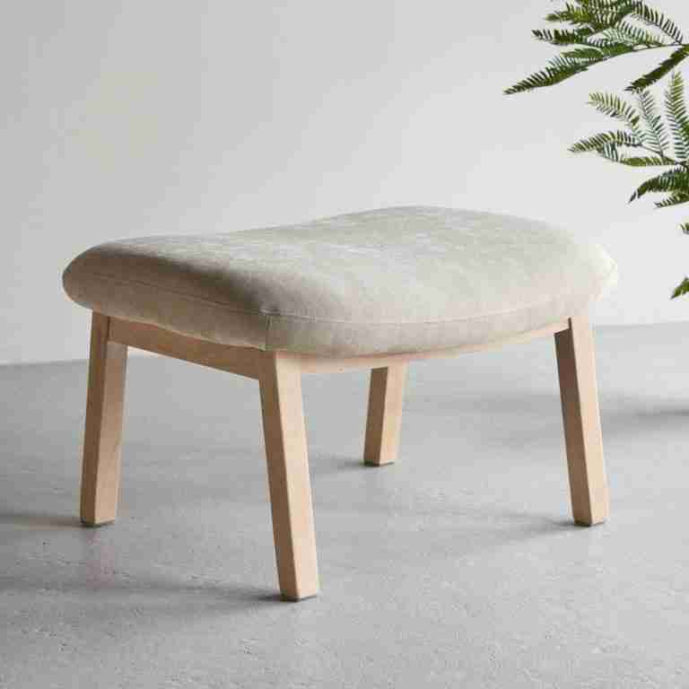 Nohr Hocker Shanthi Rubberhout en stof - Beige