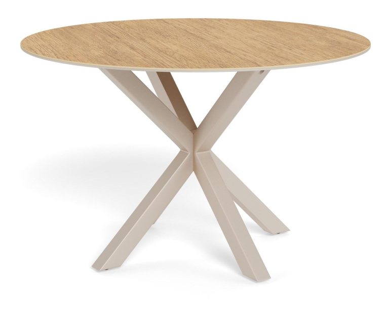 Bendt Ronde Eettafel Line Keramiek met eikenlook, 119cm - Naturel