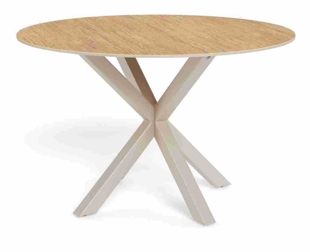 Bendt Ronde Eettafel Line Keramiek met eikenlook, 119cm - Naturel