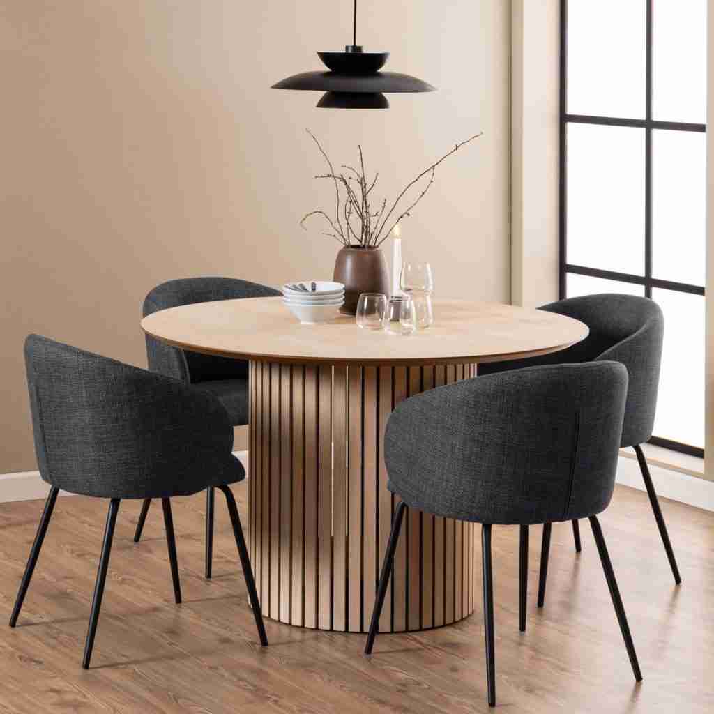 Bendt Ronde Eettafel Sharalyn Eiken, 120cm - Wit