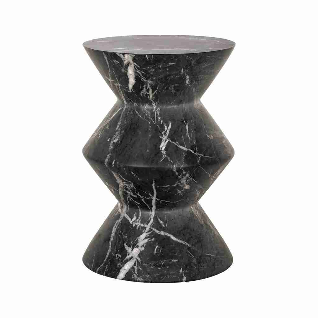 Richmond Ronde Bijzettafel Bosco Faux marmer, 40cm - Zwart