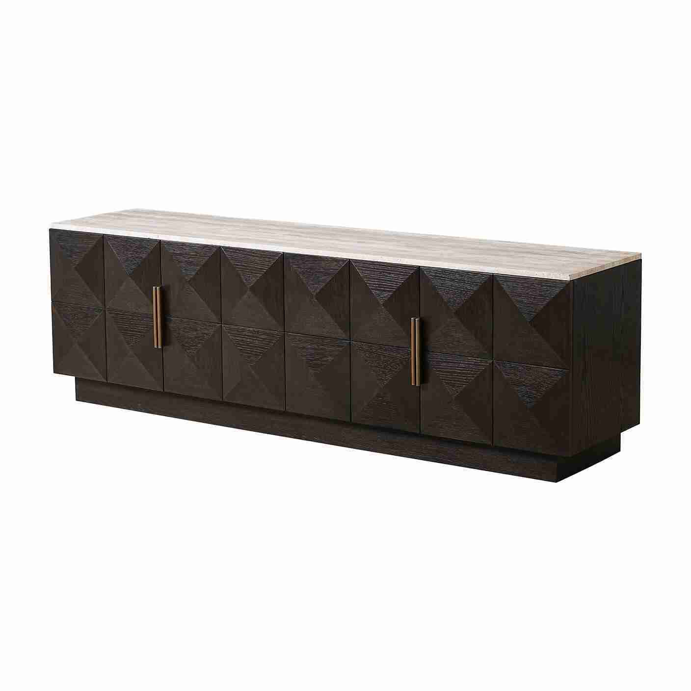 Richmond TV-meubel Claremont Eiken en travertin, 196cm - Bruin