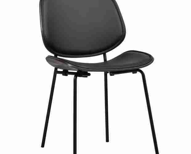 WOOOD Eetkamerstoel Close PU en Hout - Zwart - BePureHome
