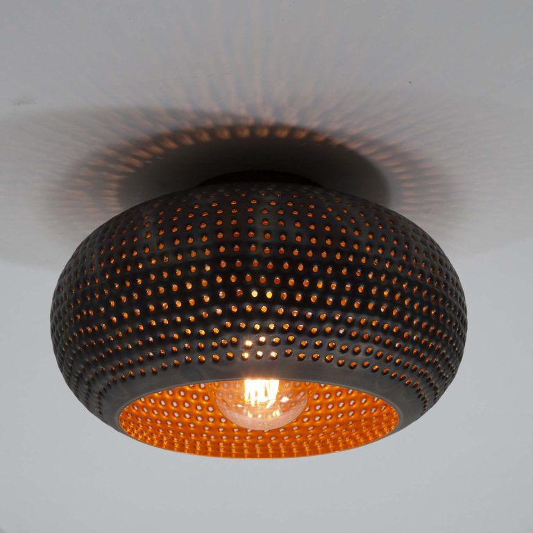 LifestyleFurn Plafondlamp Cecily Metaal, Ø35cm - Zwart Bruin