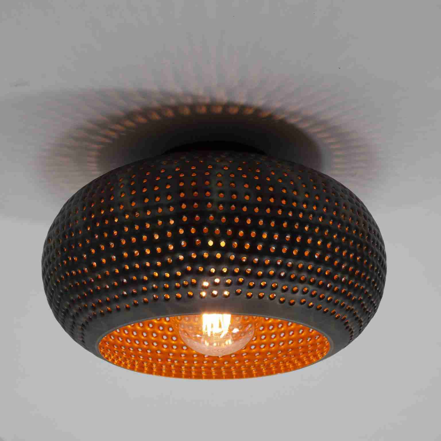 LifestyleFurn Plafondlamp Cecily Metaal, Ø35cm - Zwart Bruin