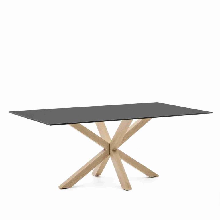 Kave Home Eettafel Argo Glas, 200 x 100cm - Zwart/Naturel