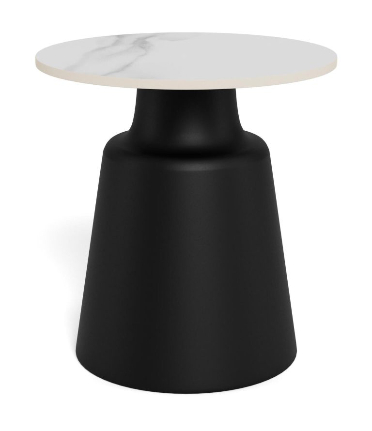 Bendt Ronde Bijzettafel Waleed Keramiek, 45cm - Wit/Zwart