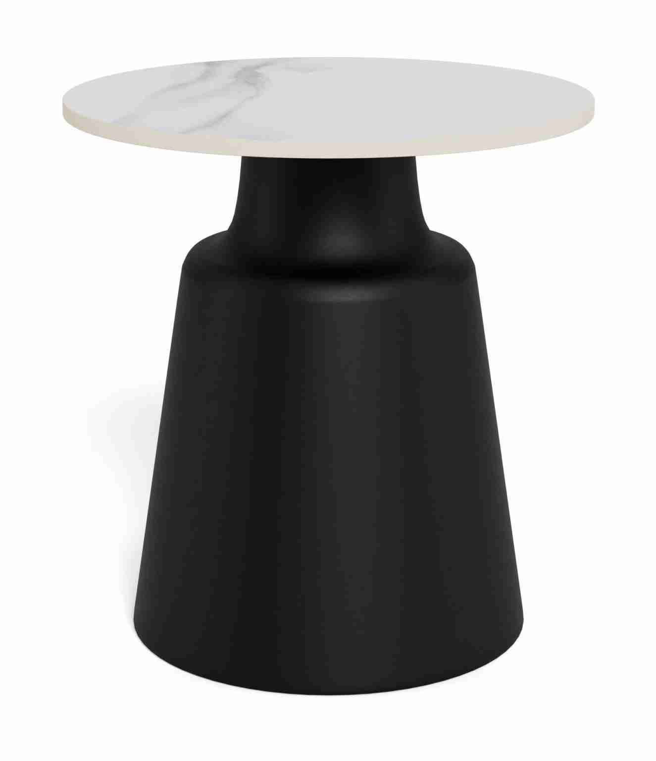 Bendt Ronde Bijzettafel Waleed Keramiek, 45cm - Wit/Zwart
