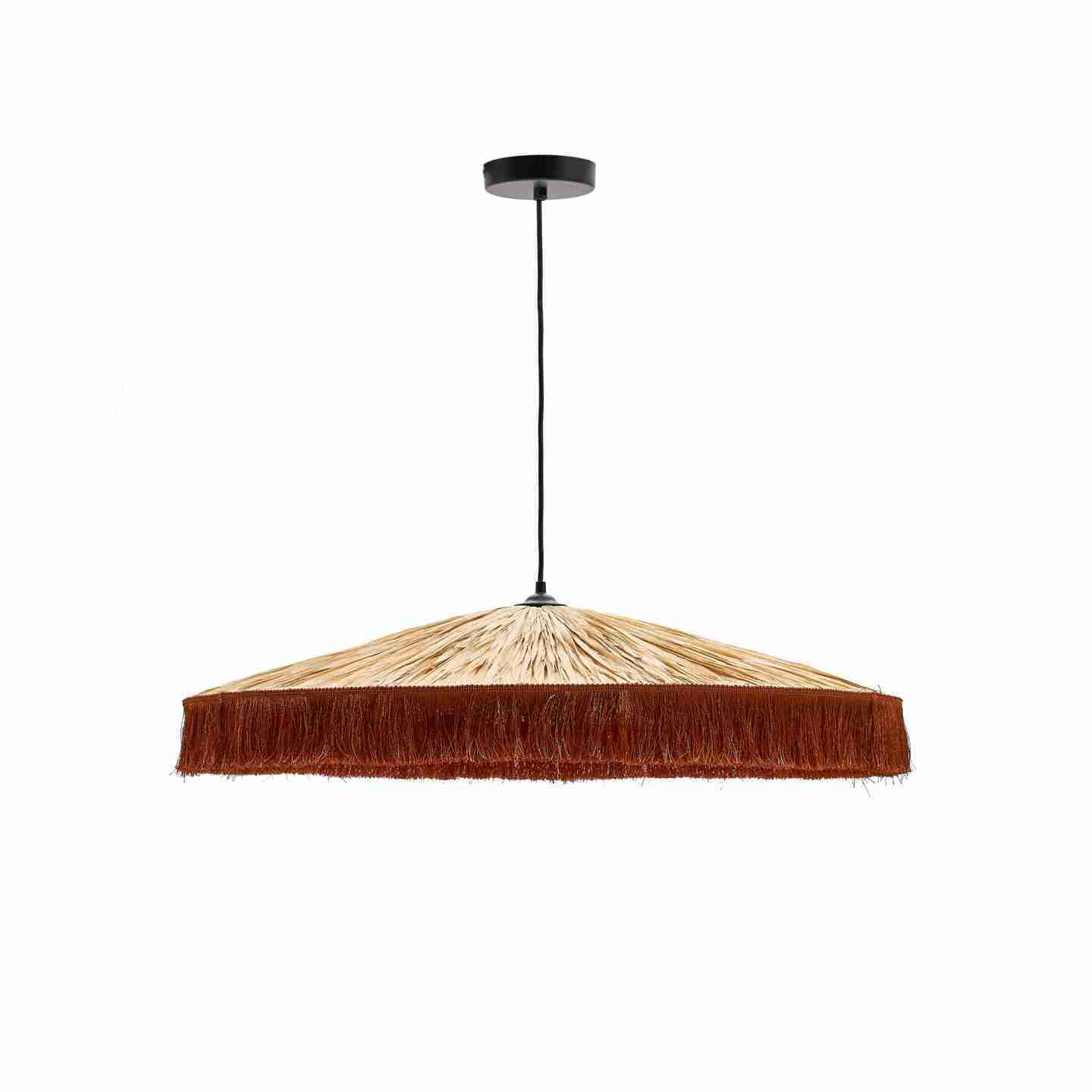 Kave Home Hanglamp Pollensa Raffia, 75cm - naturel / terracotta