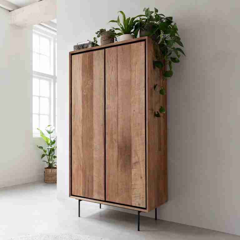DTP Home Opbergkast Metropole Teakhout, 180 x 90cm - Bruin, Zwart