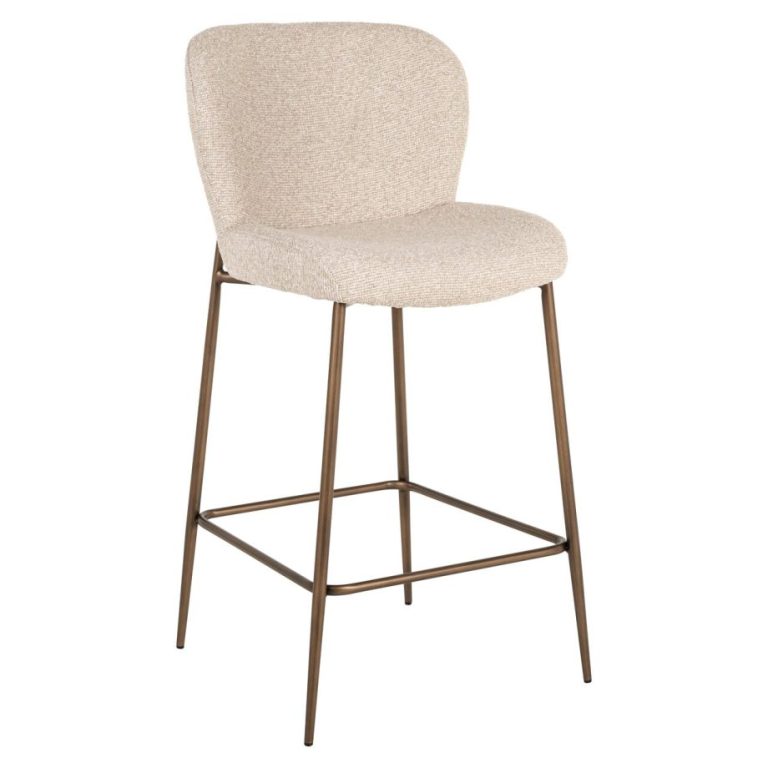 Richmond Barstoel Odarby Bouclé - Crème (zithoogte 67cm)