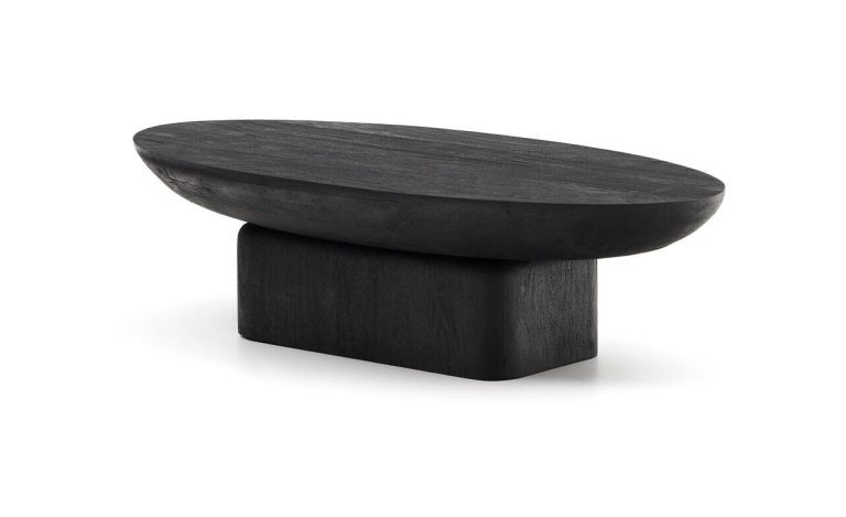 Kave Home Ovale Salontafel Ovak Acaciahout, 140 x 70cm - Zwart - Ovaal