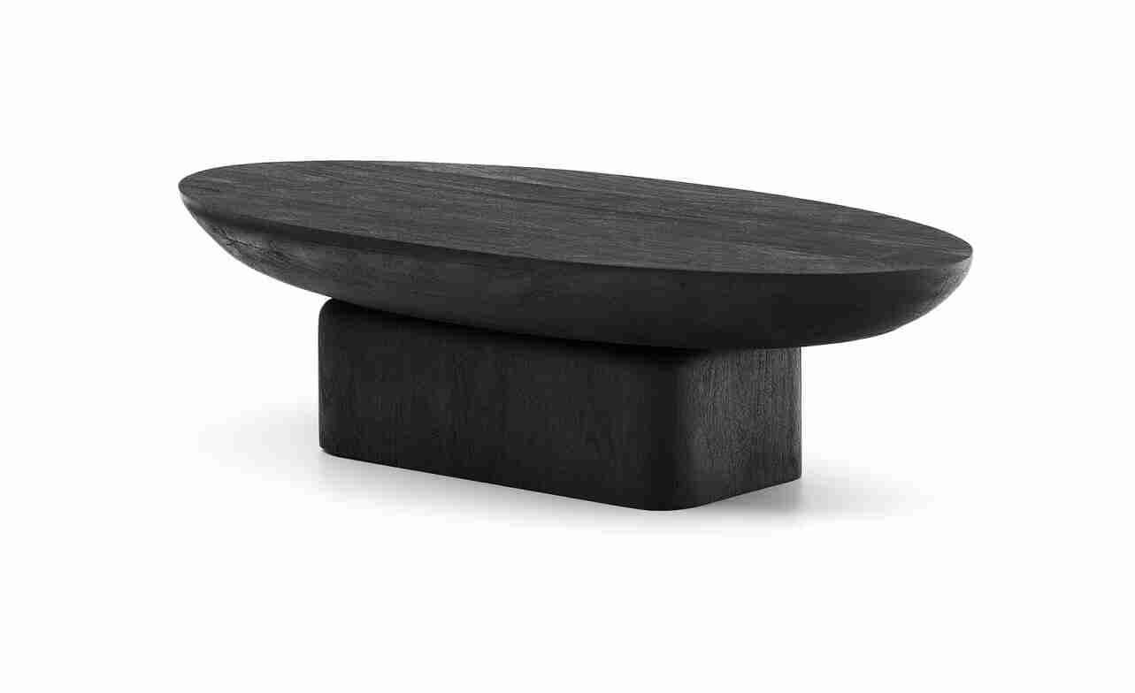 Kave Home Ovale Salontafel Ovak Acaciahout, 140 x 70cm - Zwart - Ovaal