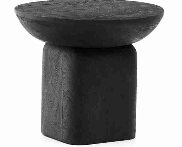 Kave Home Ronde Bijzettafel Ovak Acaciahout, 50cm - Zwart