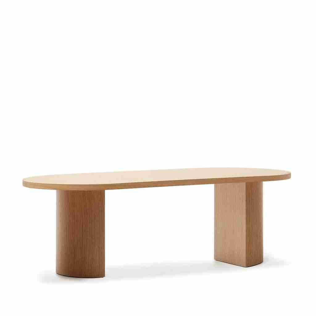 Kave Home Ovale Eettafel Nealy Eikenfineer, 240 x 100cm - Naturel - Ovaal
