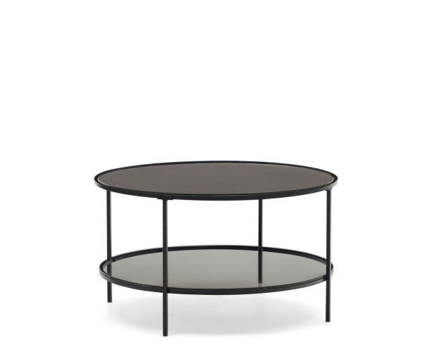 Kave Home Ronde Salontafel Gilda Glas en Metaal, 80cm - Zwart