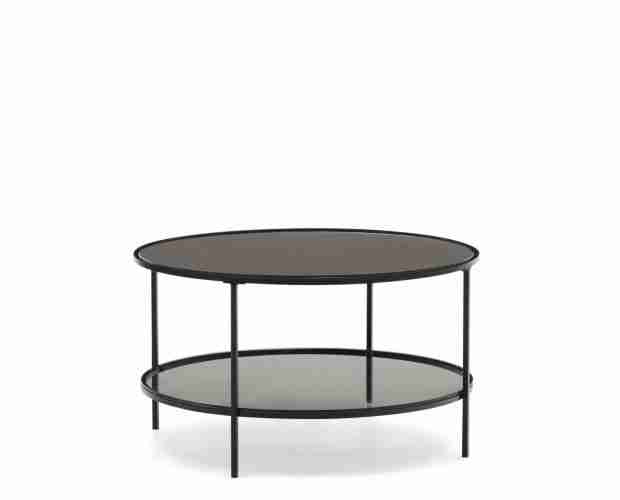 Kave Home Ronde Salontafel Gilda Glas en Metaal, 80cm - Zwart