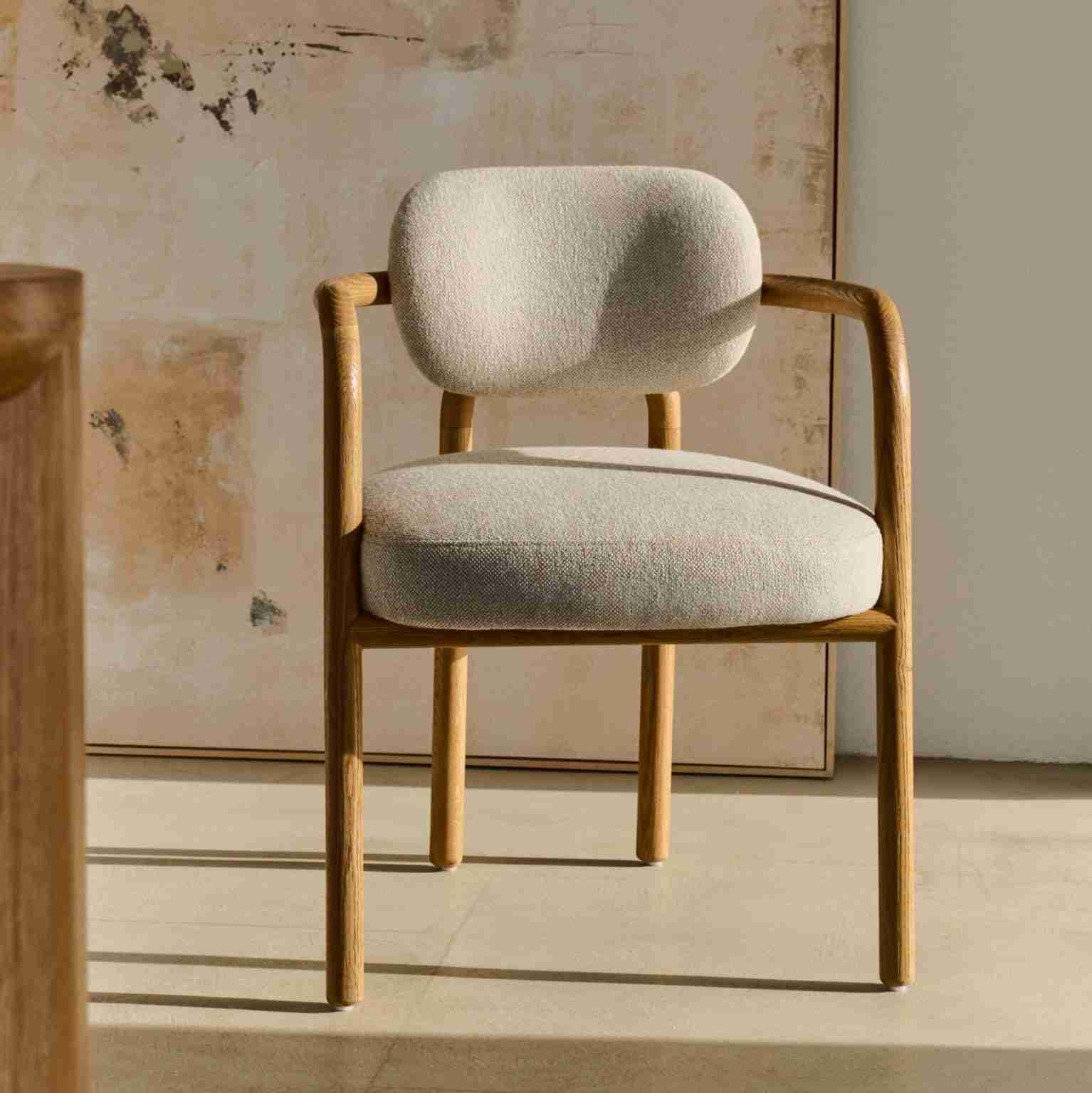 Kave Home Eetkamerstoel Melqui Eikenhout - Beige - Japandi