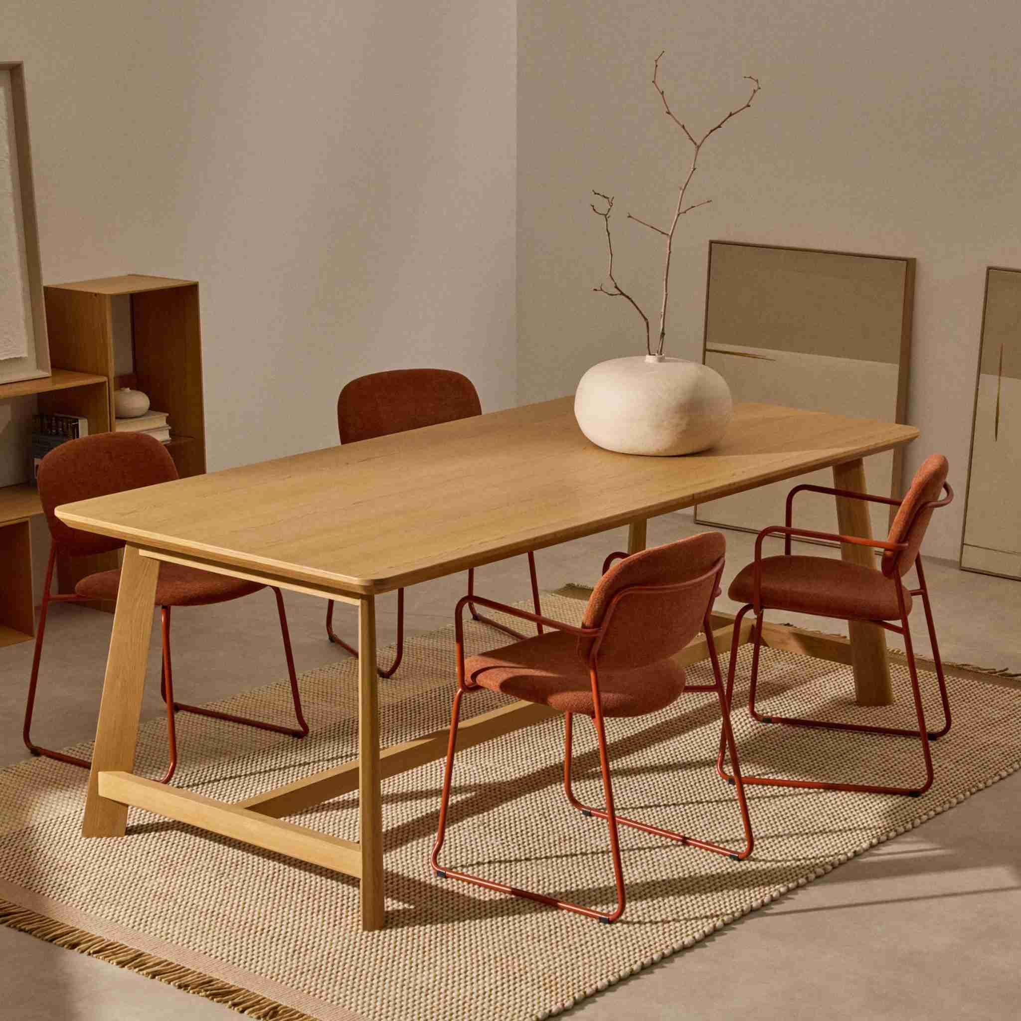 Kave Home Eettafel Idun Eikenhout, 220 x 100cm - Naturel