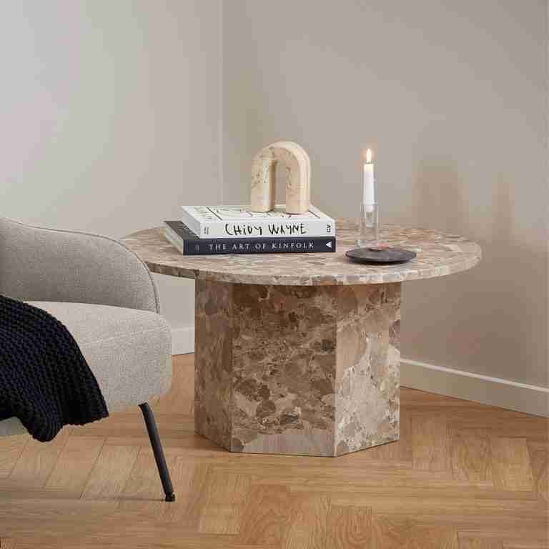 Bendt Ronde Salontafel Lasonya Marmer, 80cm - Bruin