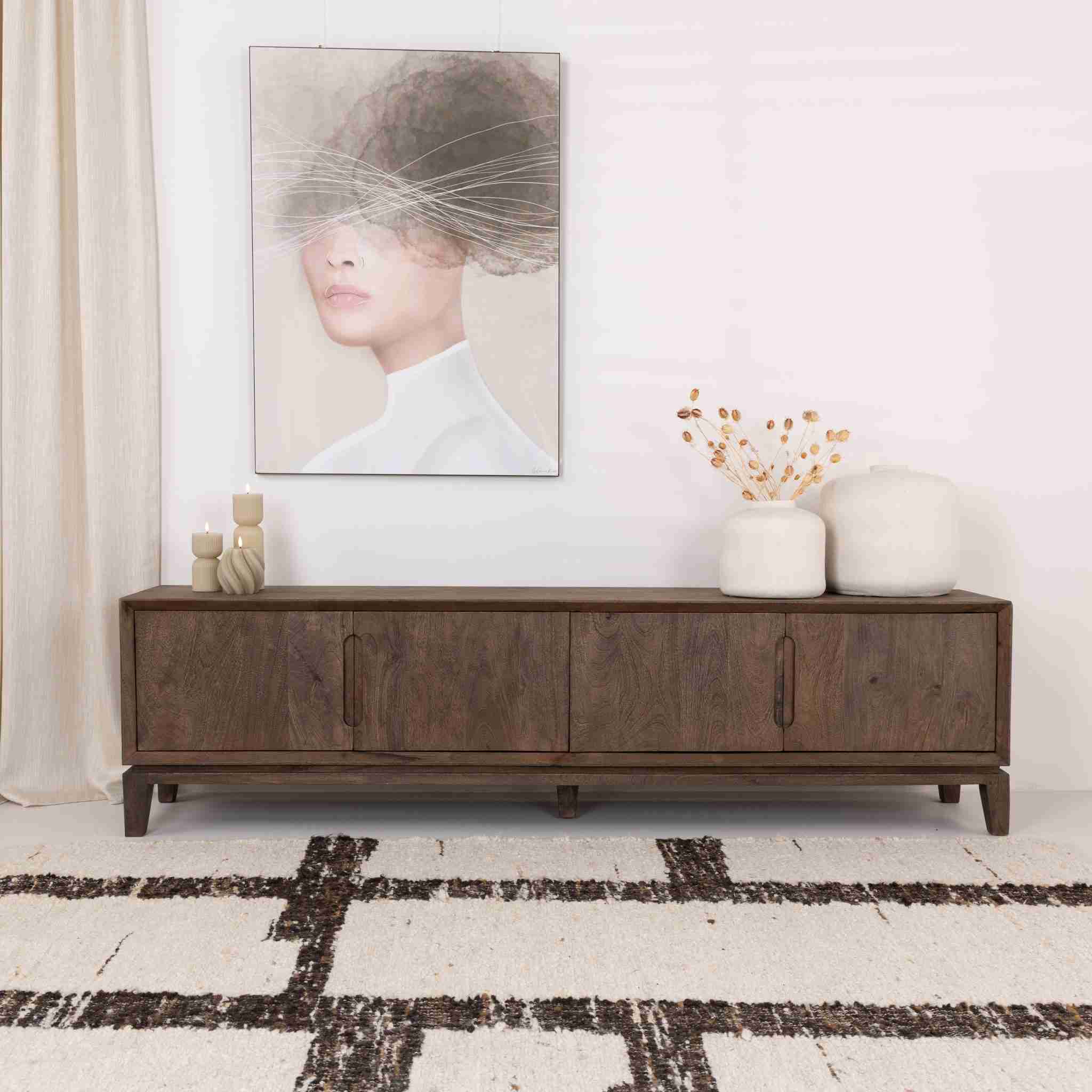 Livingfurn TV-meubel Cortez Mangohout, 210cm - Bruin