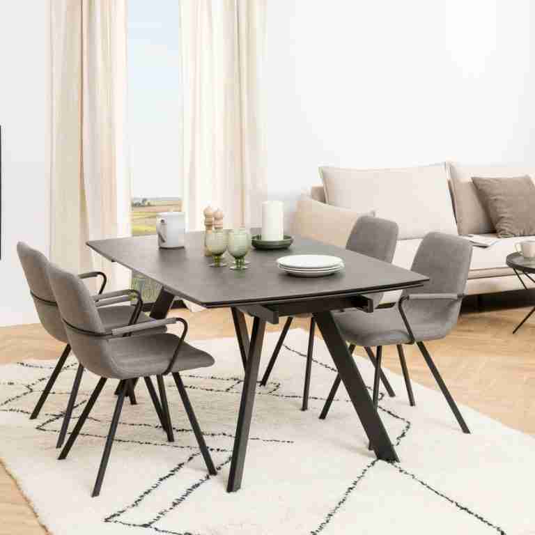Bendt Uitschuifbare Eettafel Cresencio Keramiek, 160/240 x 97cm - Zwart