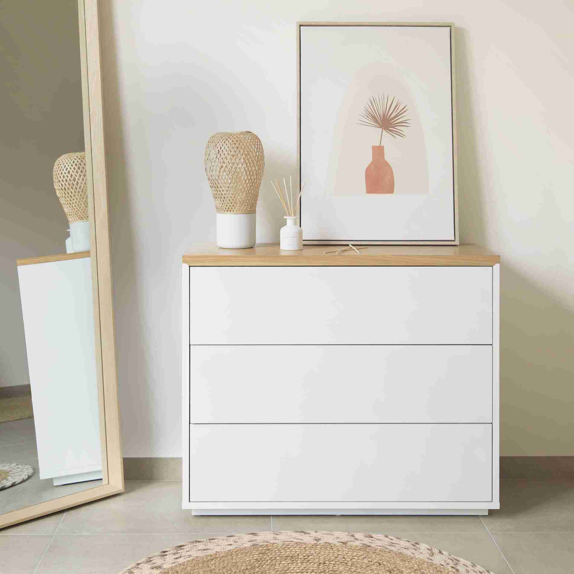 Kave Home Ladekast Abilen Eiken, 90 x 75cm - Wit