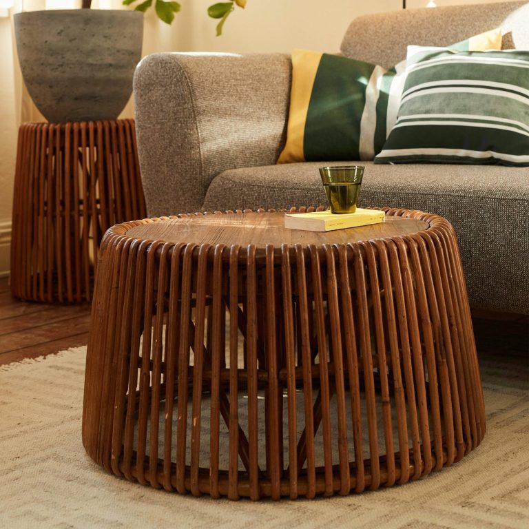 Tom Tailor Salontafel Romelia Teakhout en rotan, 69cm - Bruin - Rond